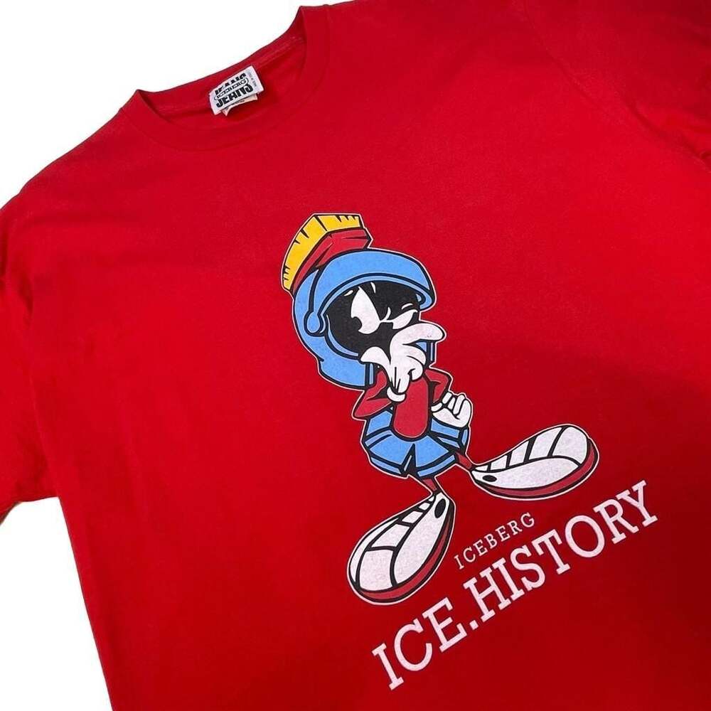 Vintage 90s Iceberg Jeans Marvin the Martian ICE.HISTORY Red T-Shirt